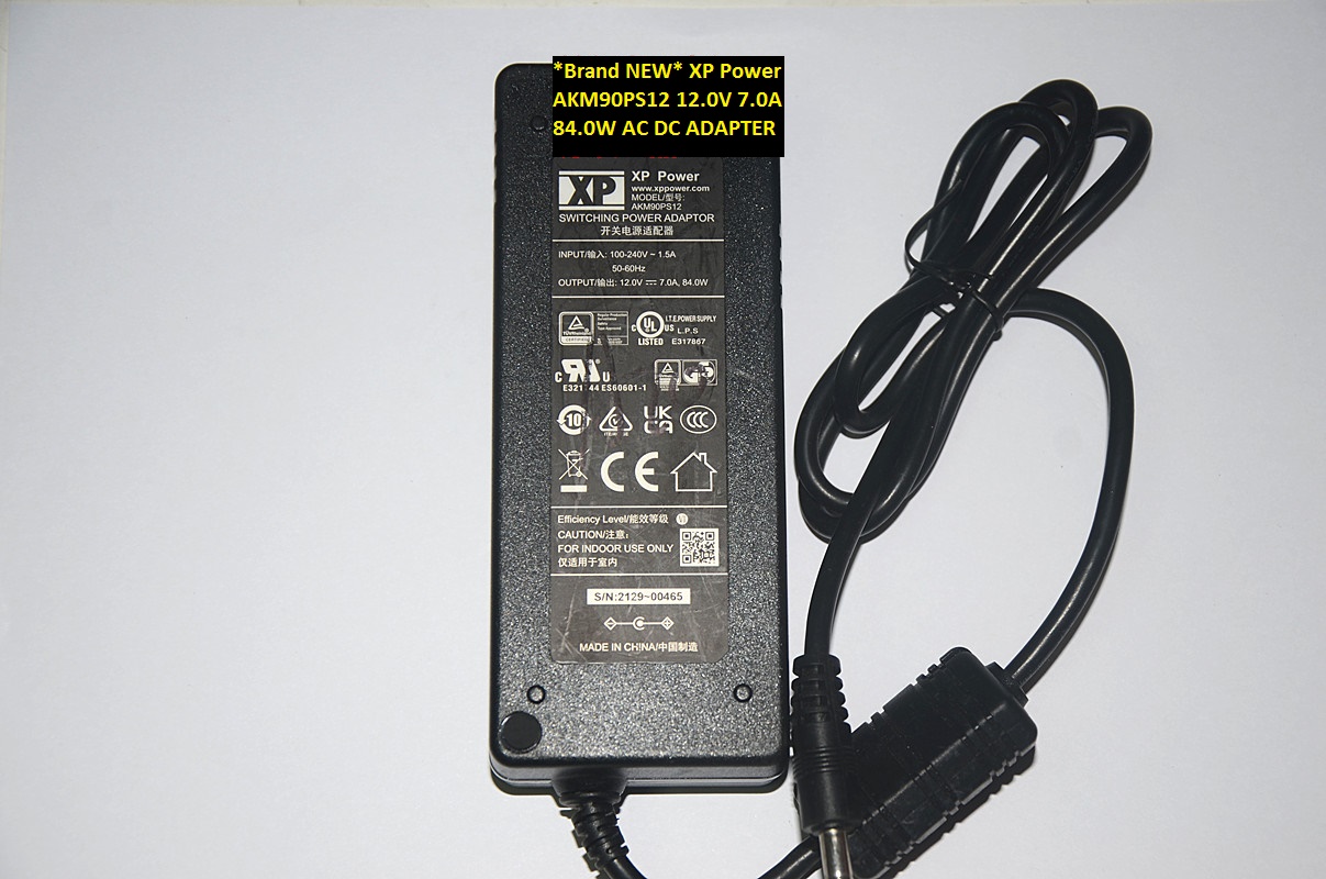 *Brand NEW* 5.5*2.5/5.5*2.1 12.0V 7.0A AKM90PS12 XP Power 84.0W AC DC ADAPTER - Click Image to Close